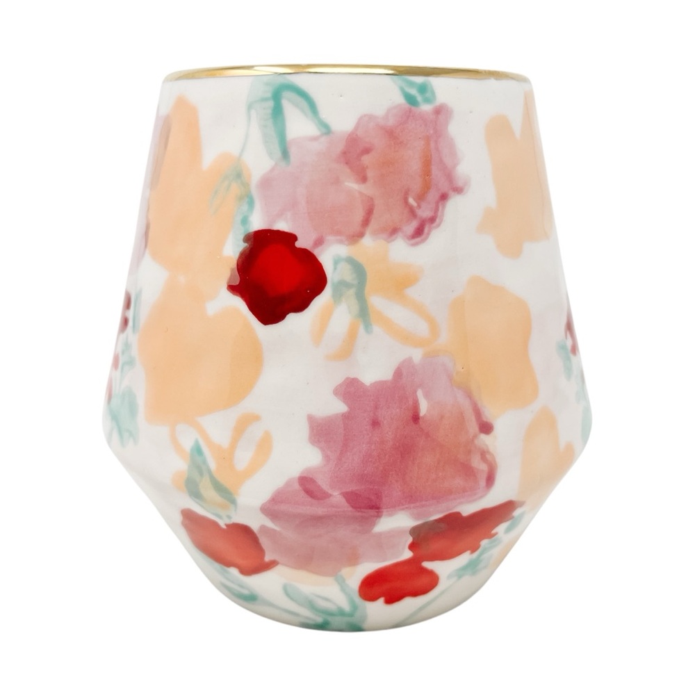 Anthropologie Larue Vase Floral Watercolor Multicolor Stoneware - Picture 4 of 10